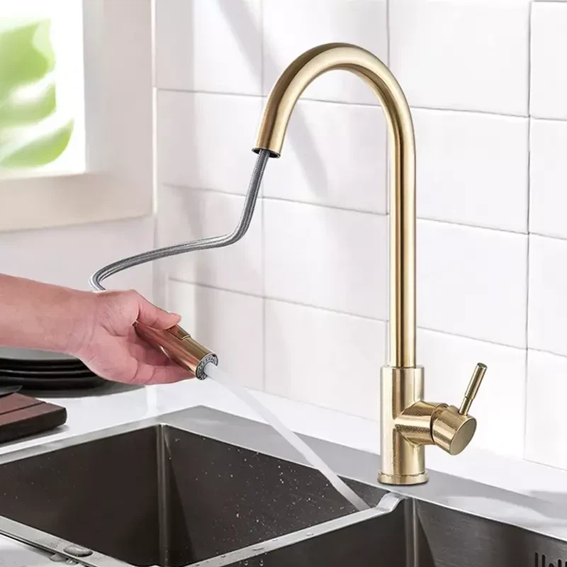 Gold Pull Out Kitchen Tap